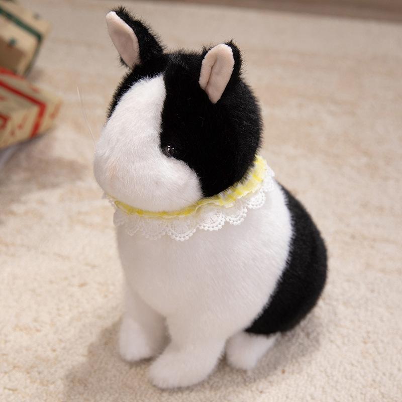 

Cute simulated bunny doll plush toy little white rabbit doll girl bag keychain pendant rag doll 14Cm pendant (0.1kg) чёрный