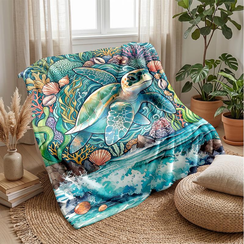 Oceanic Serenity 3 Theme Blanket Lightweight Warm Flannel Blanket Decorative Throw Blanket for Home Decoration