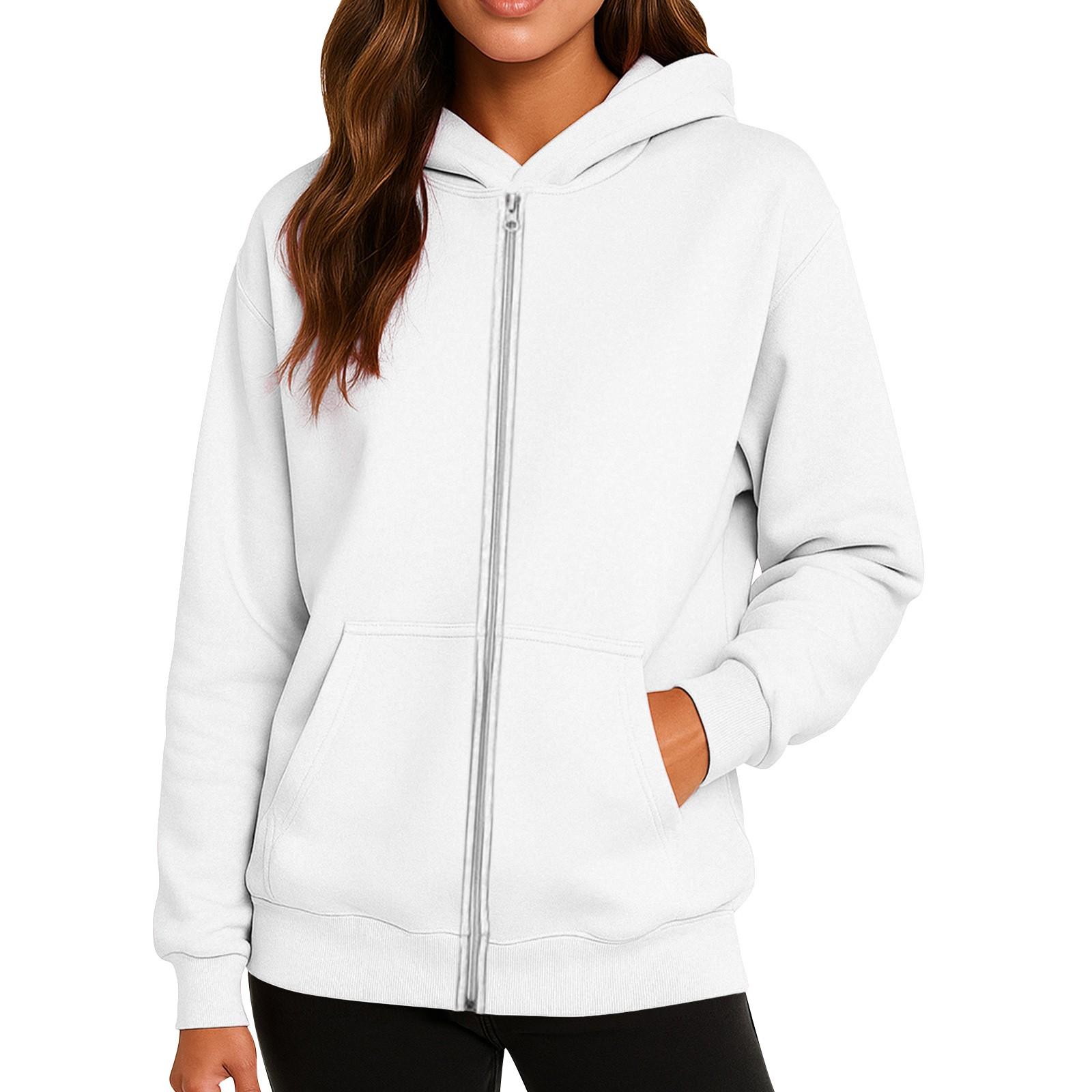 

Ladies Fashionable Solid Color Casual Hooded Long Sleeved Coat XXL белый