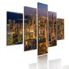 5 Pieces Modular Picture Bustling Cityscape Poster HD Printed Wall Art Modern Metropolis Skyscrapers Canvas Painting Home Decor