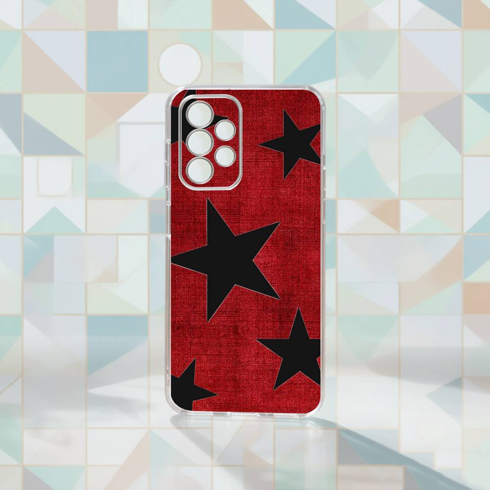 Ins Korea Red Stars   Phone Case For Samsung S25,S24,S21,S22,S23,S30,Ultra,S20,Plus,Fe Transparent Cover