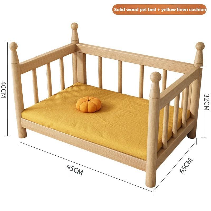 Wooden Dog Bed Modern Durable Dog Bed Headboard All Season Safety Dogs Beds Removable Mattress Dampproof Teddy Stylish Cat Nest