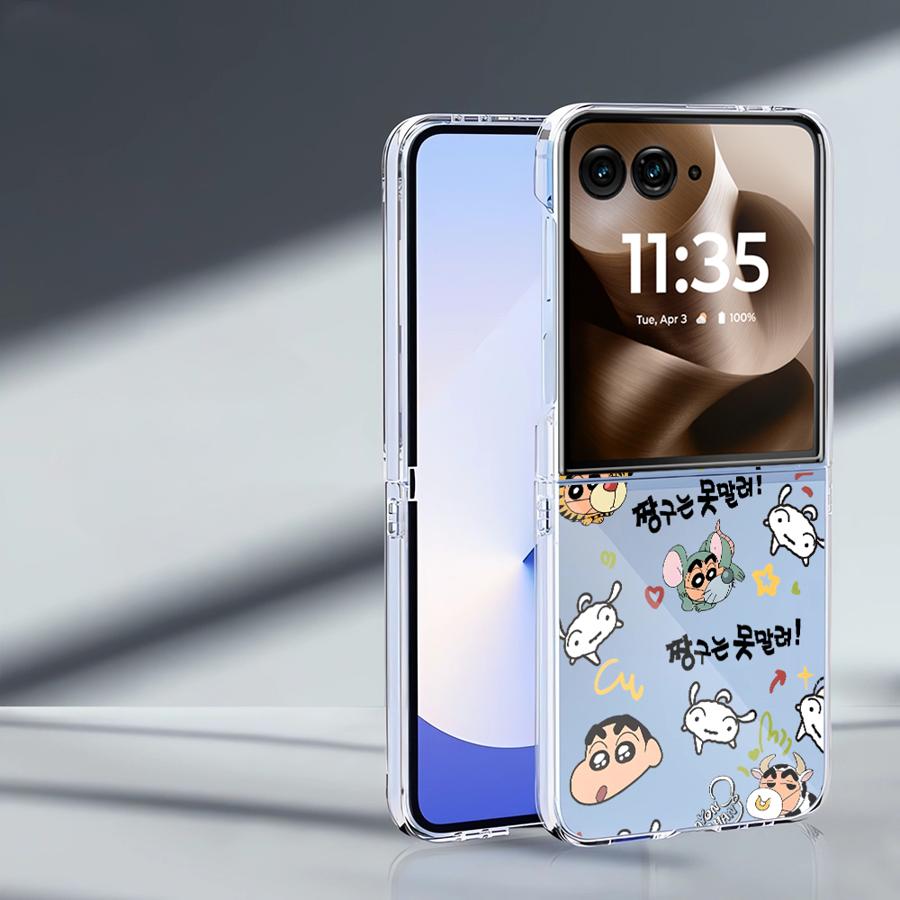 Soft Clear Phone Cover Luxury Funda Case for Motorola Razr 50Ultra 60 Ultra 50/60 50 Crayon Shin Chan Protagonist