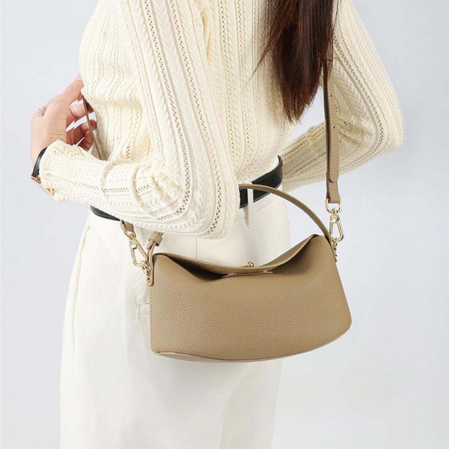 Sac à Bandoulière en Cuir Véritable pour Femme, Sac Hobo en Cuir de Vachette Souple, Sac Bandoulière Vintage 'Water Dumpling', Sac à Main Élégant, Plusieurs Couleurs