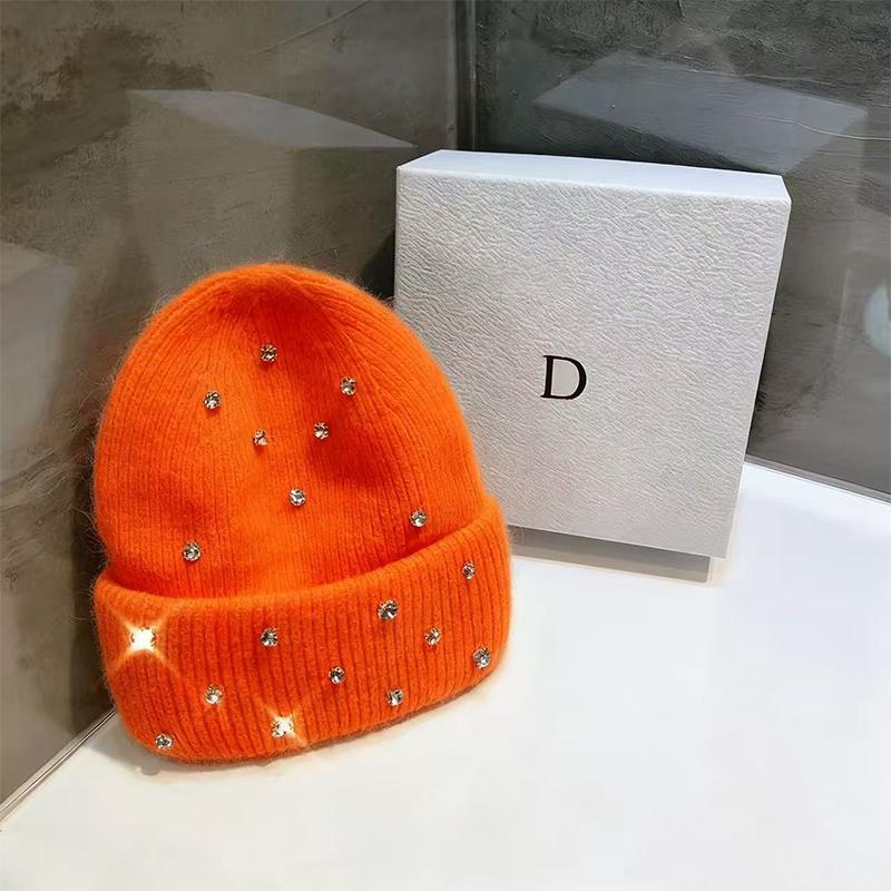 Autumn And Winter Heavy-Duty Pearl Wool Hat Pearl  Knitted Hat Warm Ear Protection