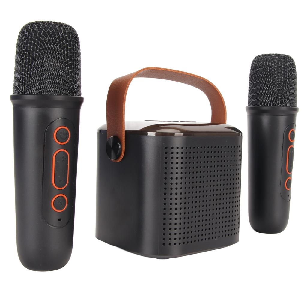 Mini Karaoke Machine Stereo Portable RGB Light Bluetooth Speaker with 2 Wireless Microphone for