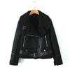 Winter women's clothing large lapel women's thickened locomotive suede fur integrated jacket