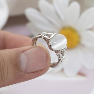 Ring Opals Silver Plated Fashion Hot New Simple Classic Movie Film Jewelry for Women Lady
