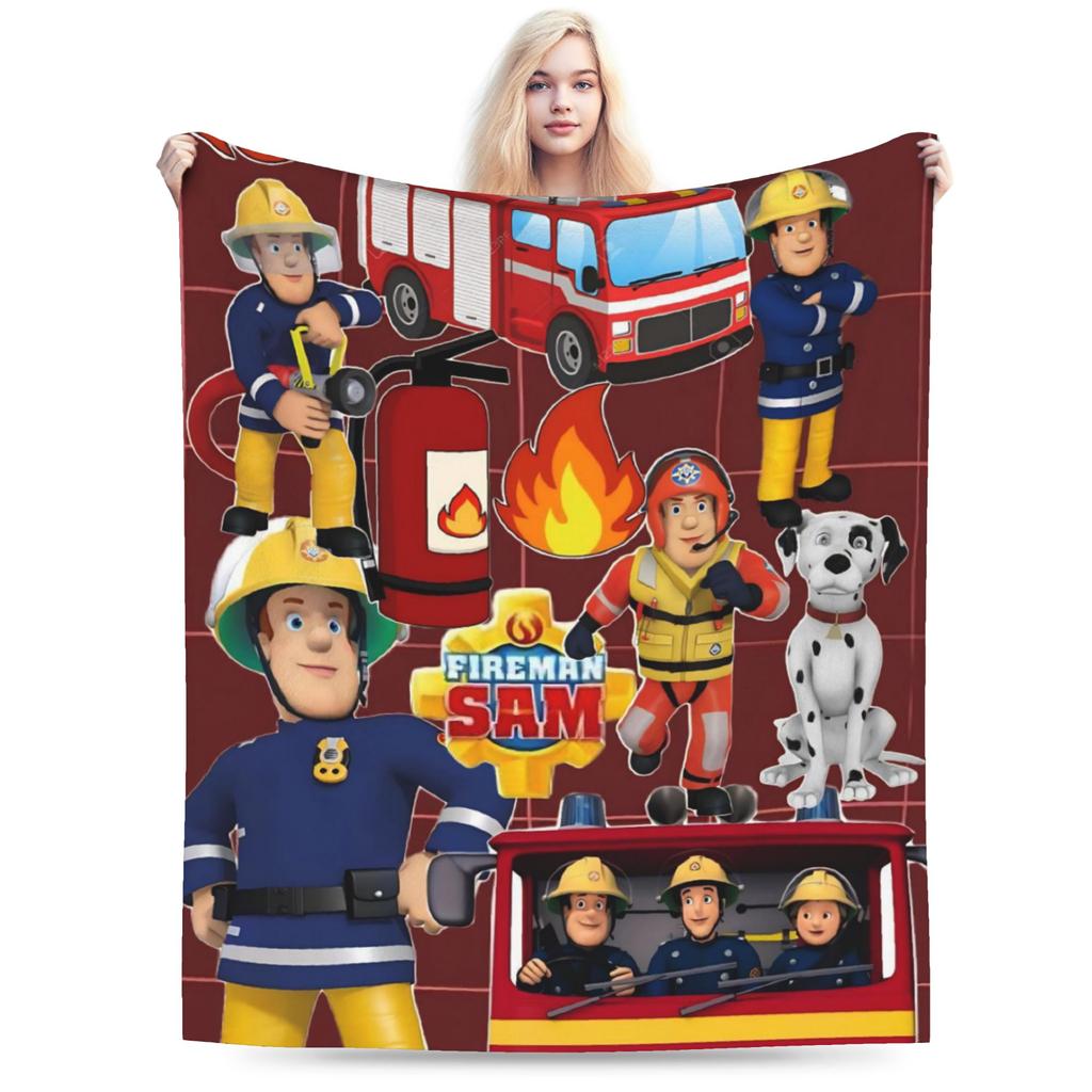 Fireman Sam Blankets Fleece Summer Air Conditioning Firefighters Cartoon Multifunction Throw Blankets for Sofa Travel Bedspread