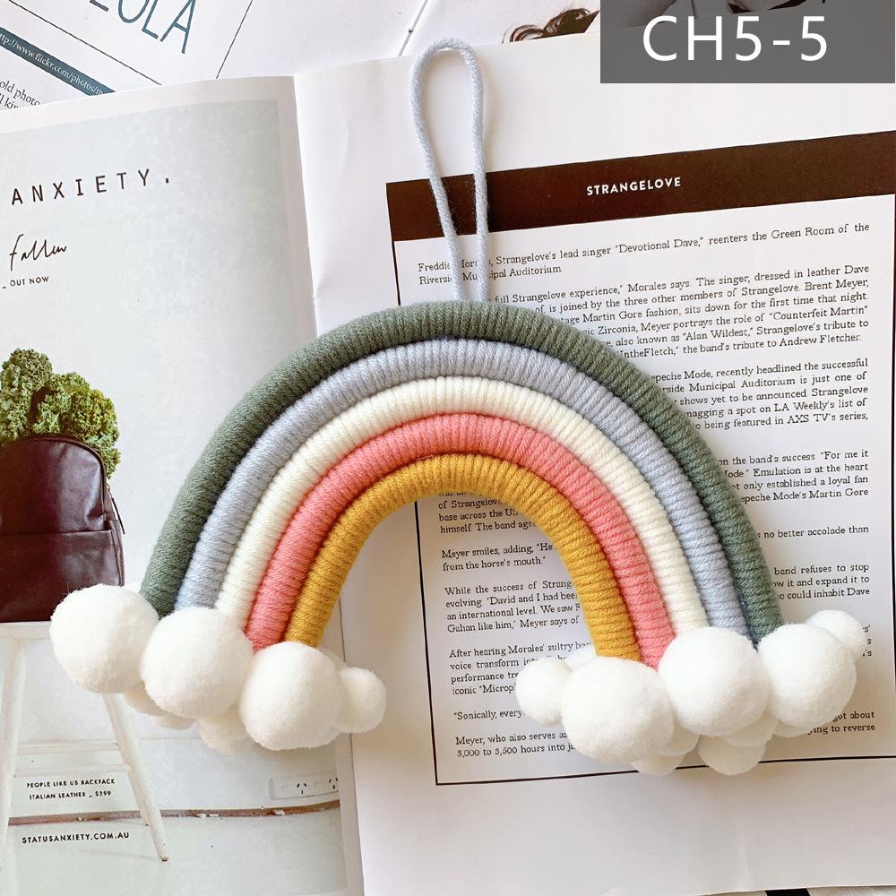 Nordic Style Woven Cloud Rainbow Hanging Ornaments - Children's Room Wall Decor Pendant