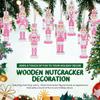 VOSAREA 36pcs Christmas Nutcrackers Figure Hanging Nutcracker Soldier Xmas Tree Wooden Nutcracker Pendant Ornament Christmas Party Favor (8CM, Pink)