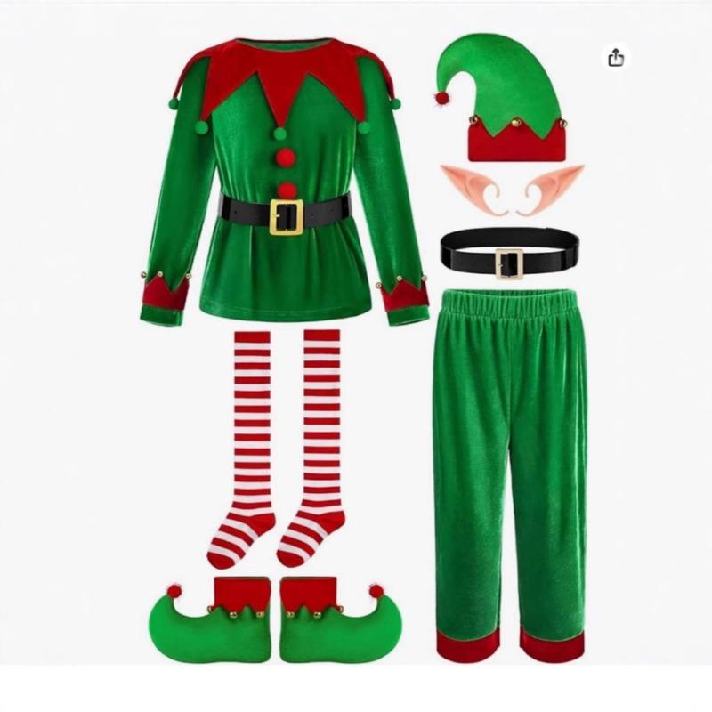Christmas Boy Costume Kids Green Elf Christmas Funny Dress Up Elf Funny