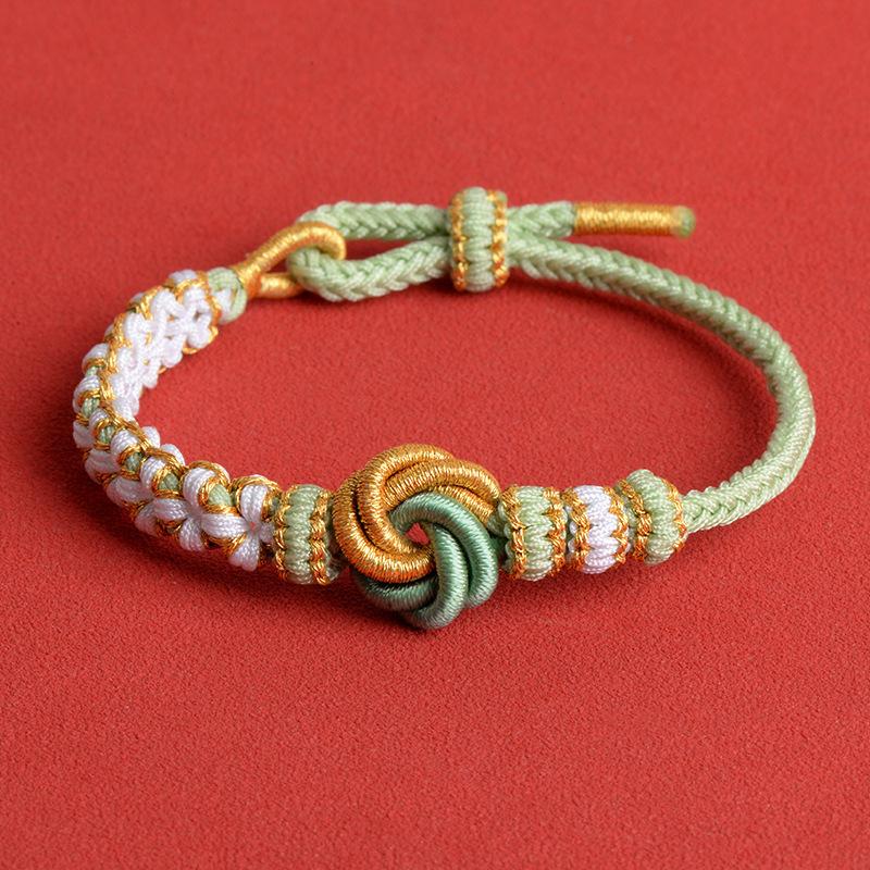 Bracciale Mandala Nodo Chang Rosa Fatto a Mano - Portafortuna Fai da Te Accessorio Gioiello con Corda Intrecciata