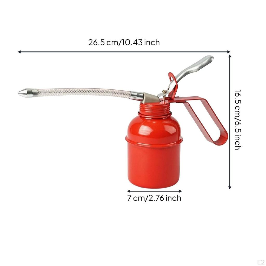 HighPressure Oil Can HandOperated with Flexible Hose Metal Lubricator for Mechanics,