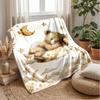Sunflower and Butterfly Woman Theme Blanket Lightweight Warm Flannel Blanket Decorative Throw Blanket for Home Decoration