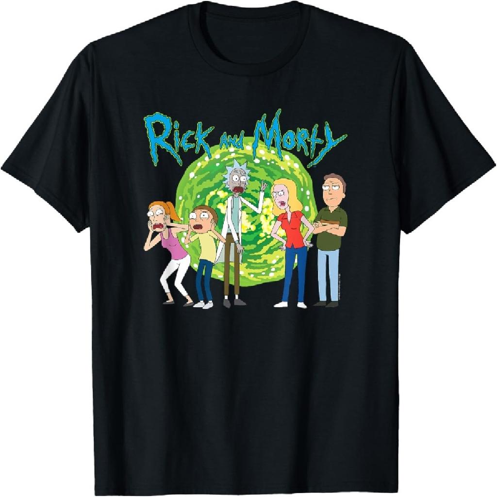 Rick & Morty Family Group Portal with Logo T-shirt T-Shirt