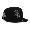 New Era 9FIFTY Snapback a Trendy Chicago White Sox MLB 2005 World Series Grey UV Snapback Cap In Black with a Black Side Cap, Color-brimmed Patch.