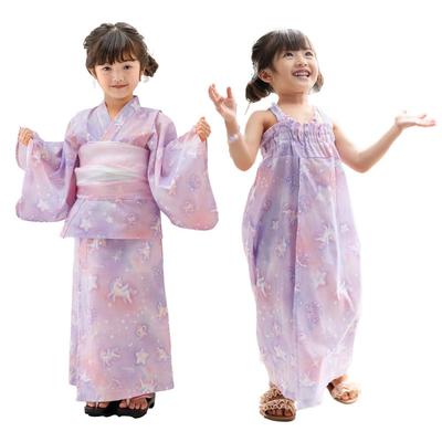 Mother Garden 2025 Model Separate Set with Dress Kids' Yukata, 120cm, Girls' 4-Piece Obi, 2-Way