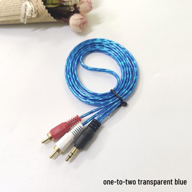 1.5m Transparent Crystal Audio Cable: 3.5mm to 2RCA for Computer Speakers