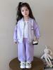 Kuromi Girls' Spring/Autumn 2025 Fashionable Baseball Uniform Two-Piece Set - Trendy Sporty Outfit