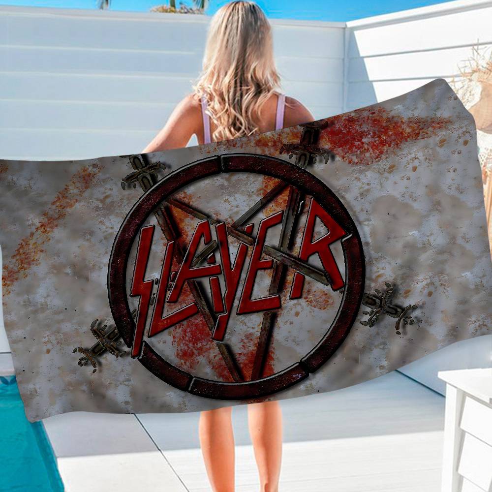 Slayer Heavy Metal Band Music Bath Towel Microfiber Soft Water Absorbing Breathable For Girl Kids Decorative Cartoon