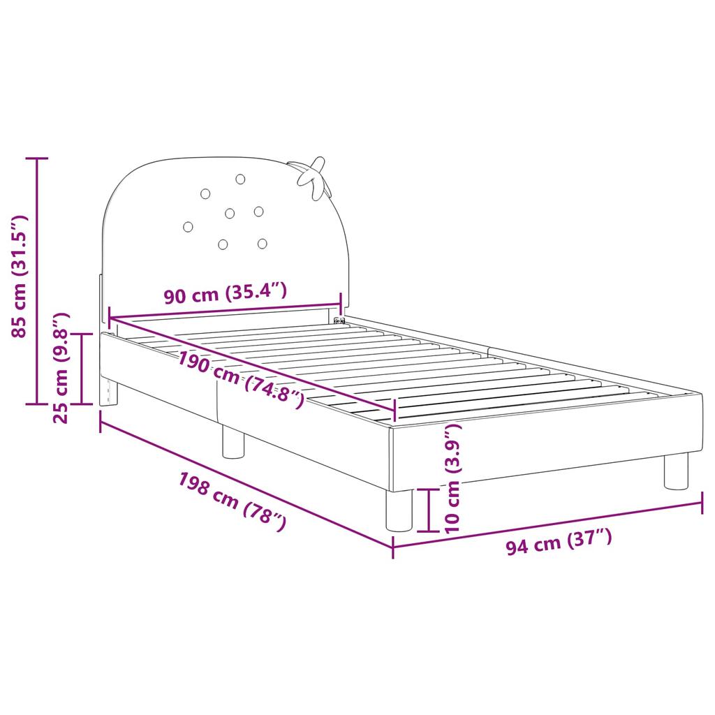 Children s Bed Frame with Headboard Pink 90 x 190 cm Velvet