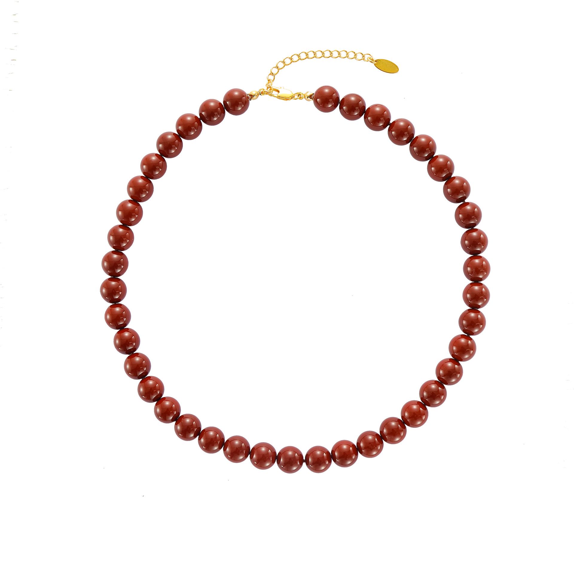 Праздничная красная жемчужная цепочка на ключицы Ankela 6mm Red Pearl
