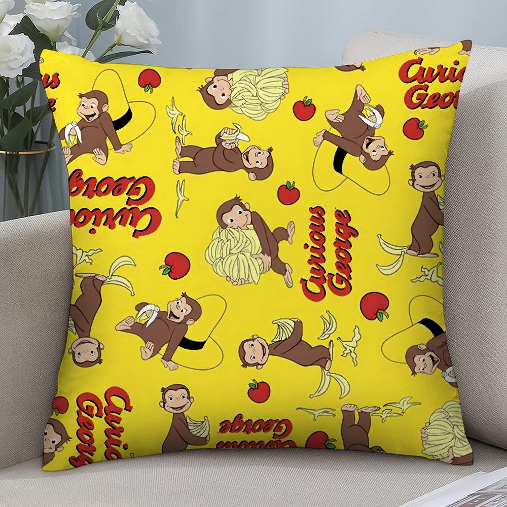 George The Curious Monkey Pillow Case Short Plush Sofa Decorative Gift Home Double-sided Printing Cushion