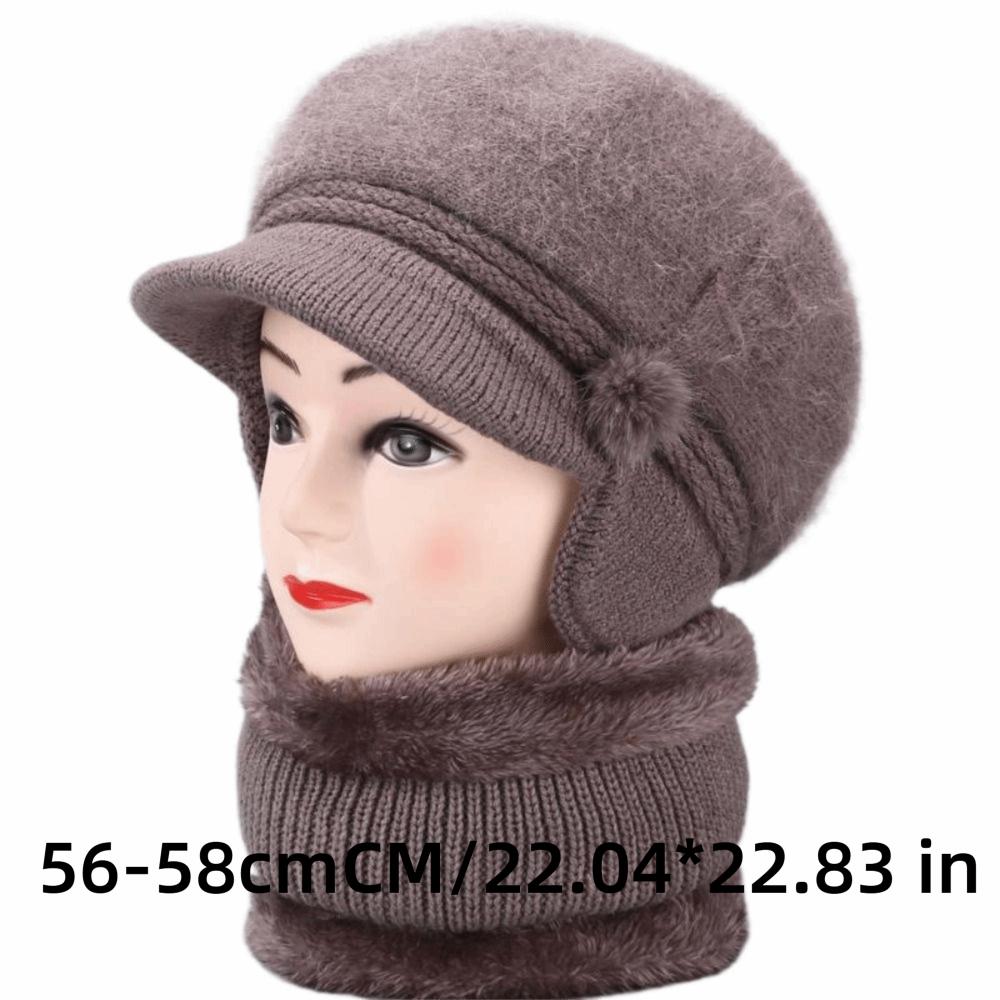Ear Flap Hat Scarf Set Plush Lined Beanie Neck Warmer Set Gifts Winter Hat Set  Winter Wear