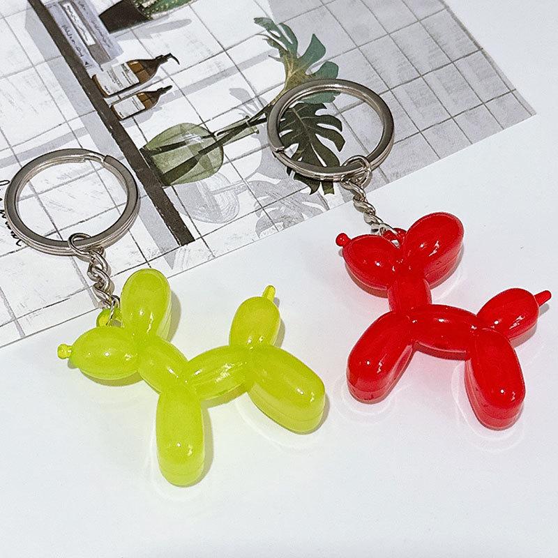 Translucent Candy Pearl Balloon Dog Keychain Pendant