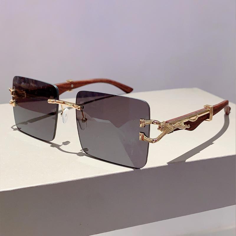 Rimless Square Sunglasses New Gradient Colorful Ocean Lenses Men Eyewear Oversized Vintage Brand Design Women Shades