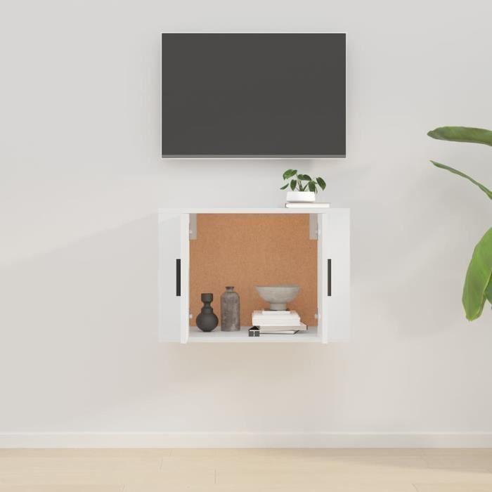 816618 vidaXL Meuble TV mural Blanc brillant 57x34,5x40 cm