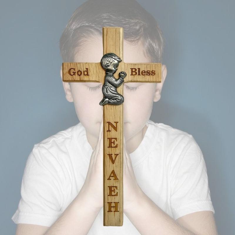 Crucifix Ornament Wood Blessing Gift For Children Easter Baptisms Or Birthday Present Safe and Friendly
