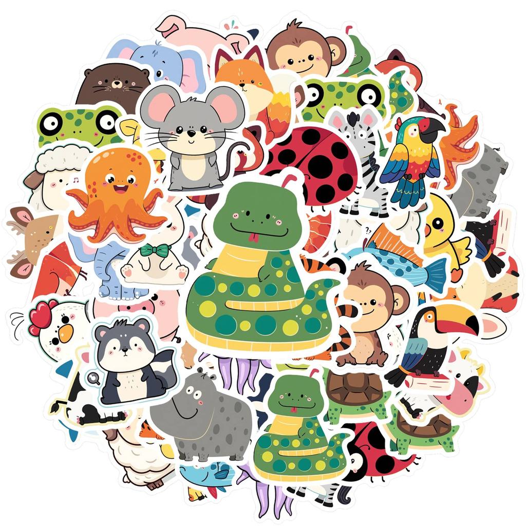 35 peças Desenho Animado Adesivos Desenho Animado Animais Fofos Adesivos de Animais Adesivos Engraçados Para Guitarra Laptop Capacete Skate Laptop Motocicleta