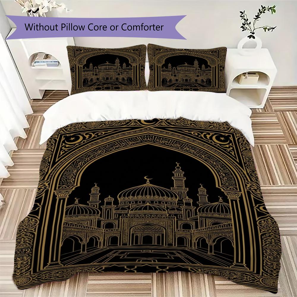 Muslim Pattern Bedding uilt Set uilt Cover Pillowcase Home Decoration Birthday Gift (1 * duvet cover + 2 * pillowcase  without core)125