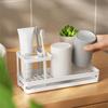 Toothbrush and Toothpaste Holder with Drainages Tray for Bathroom Vanity Countertop Storage Efficient Drainages Systems