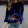 Women's Long Sleeved Pullover 3D Christmas Series Printed Personalized Fashion Round Neck Comfortable Casual Long Sleeved Pullover