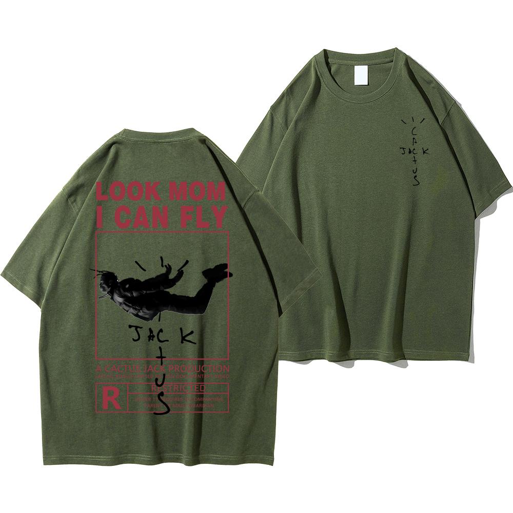 HOT SALE Street Cactus-Jack T-shirt Cotton Summer Men Women LOOK MOM I CAN FLY Tee ASTROWORLD Hip Hop Short Sleeve Tshirts