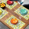 Set di 4 Tovagliette al Limone Giallo Frutta Estiva e Fiori Antiscivolo Resistenti al Calore Lavabili Tovagliette da Tavola per Cucina Tavolo da Pranzo Casa