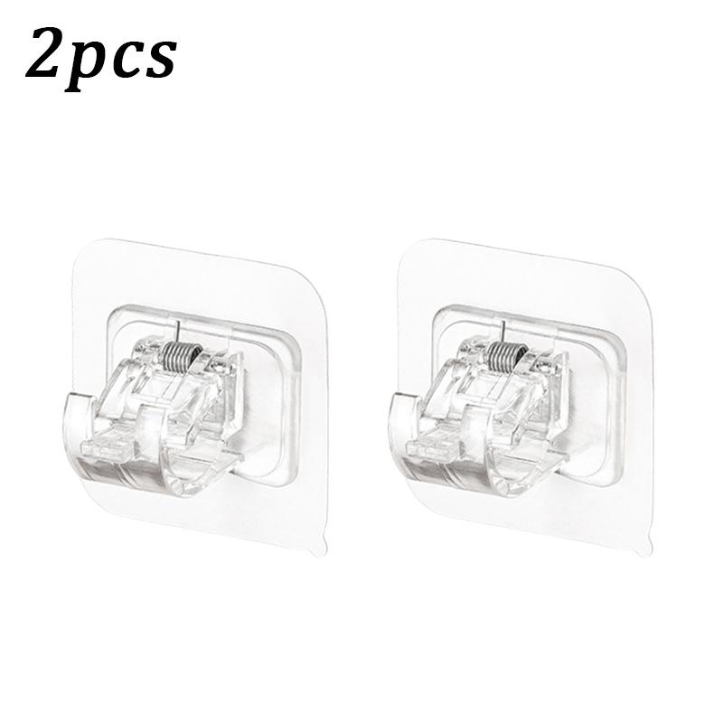 

2-24PCS No Drilling Curtain Rod Holder Self Adhesive Curtain Hook Nail-Free Adjustable Wall Mount Bracket for Home Decoration
