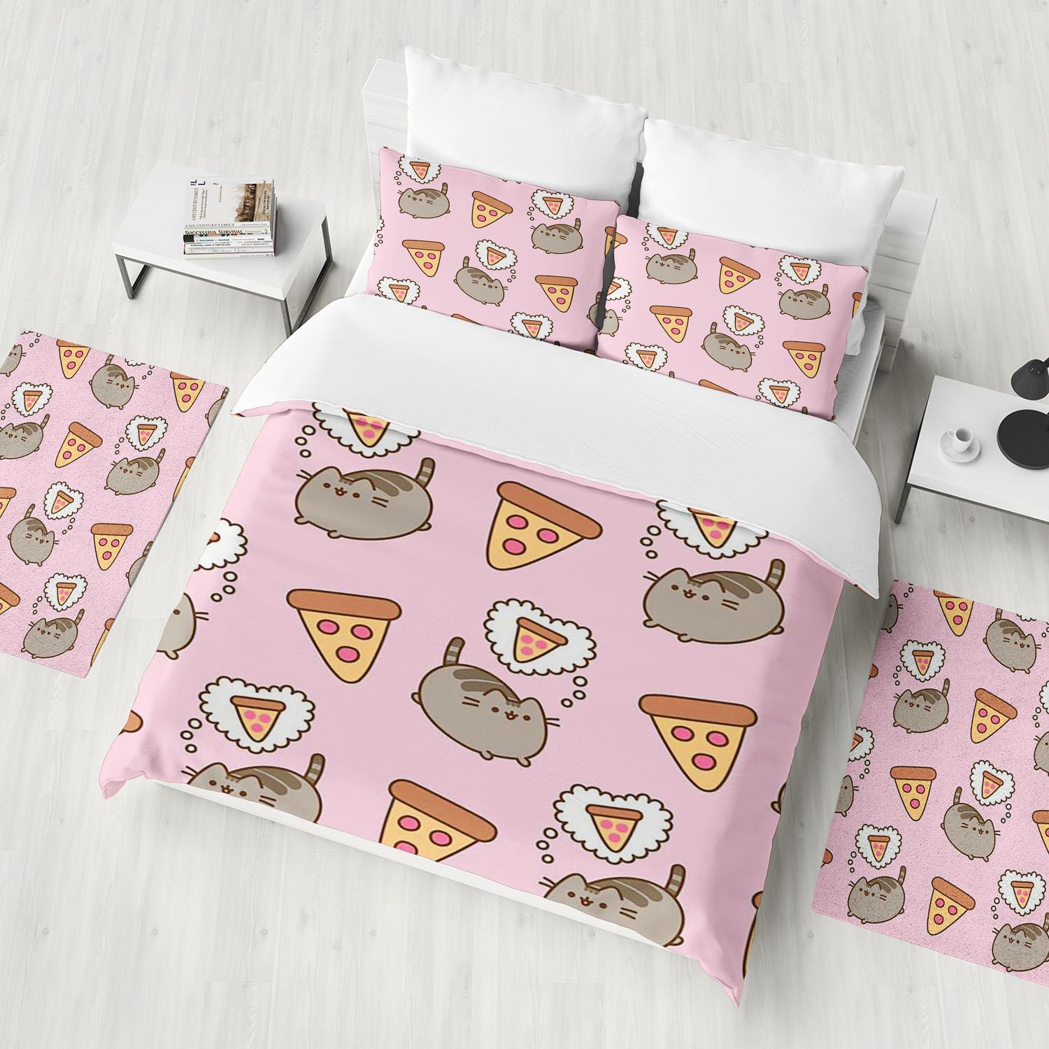 

Comforter Cute Cats Cartoon Bedding Set Children Bedroom Decoration Gift Single Easter Independence Day Christmas Halloween Comforter (quilt)-EU Single(135*200cm)3pcs
