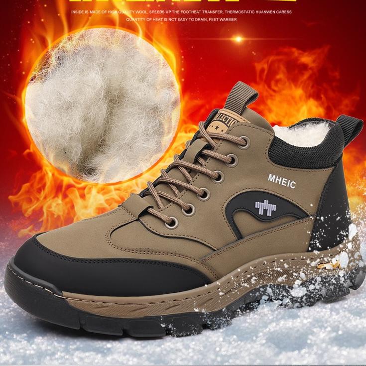 

Мужские высокие ботинки на шнуровке, модная кожаная повседневная обувь для мужчин, уличные мотоботы, мужские ботильоны, теплые ботинки для ходьбы 44