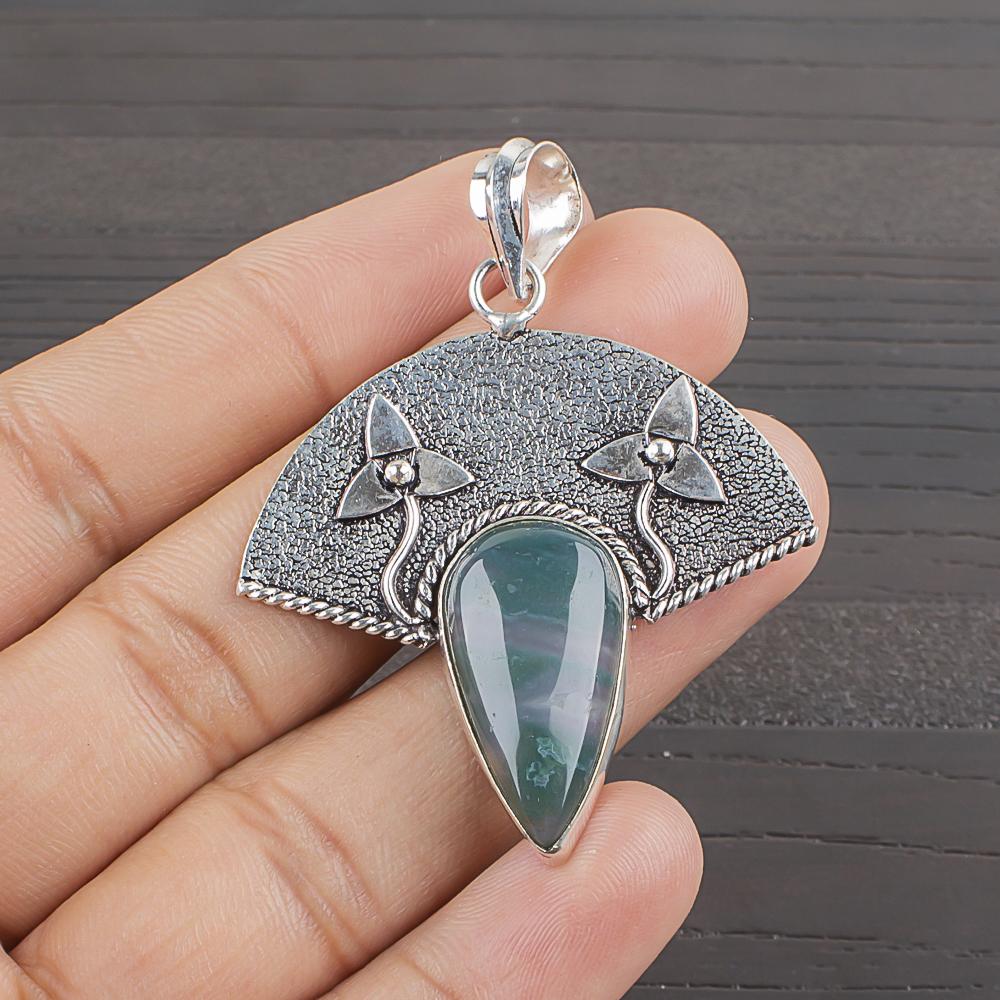 Natural Indian Bloodstone Gemstone 925 Sterling Silver Jewelry  Pendant 1.83  AJP-2013