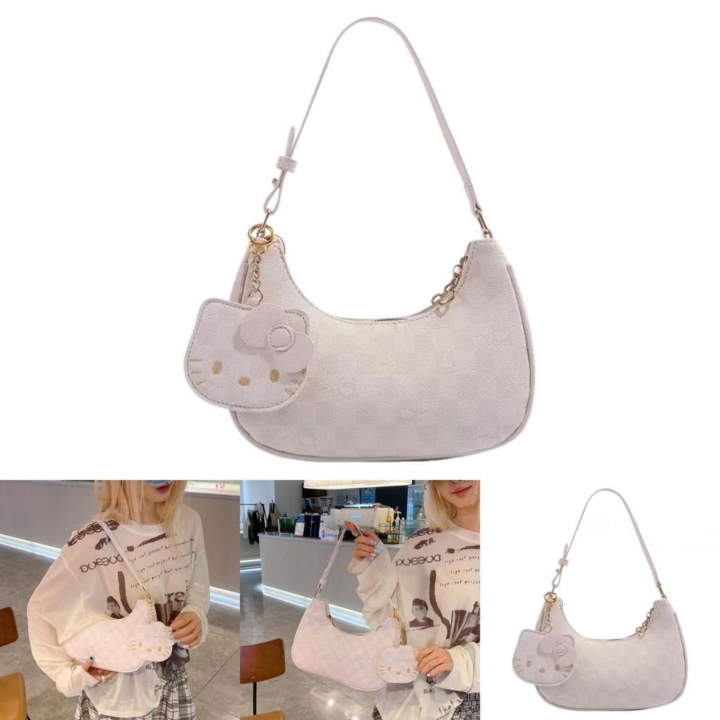 Cartoon Hello Kitty Shoulder Bag For Women With Pu Material And Cute Print For Daily Use