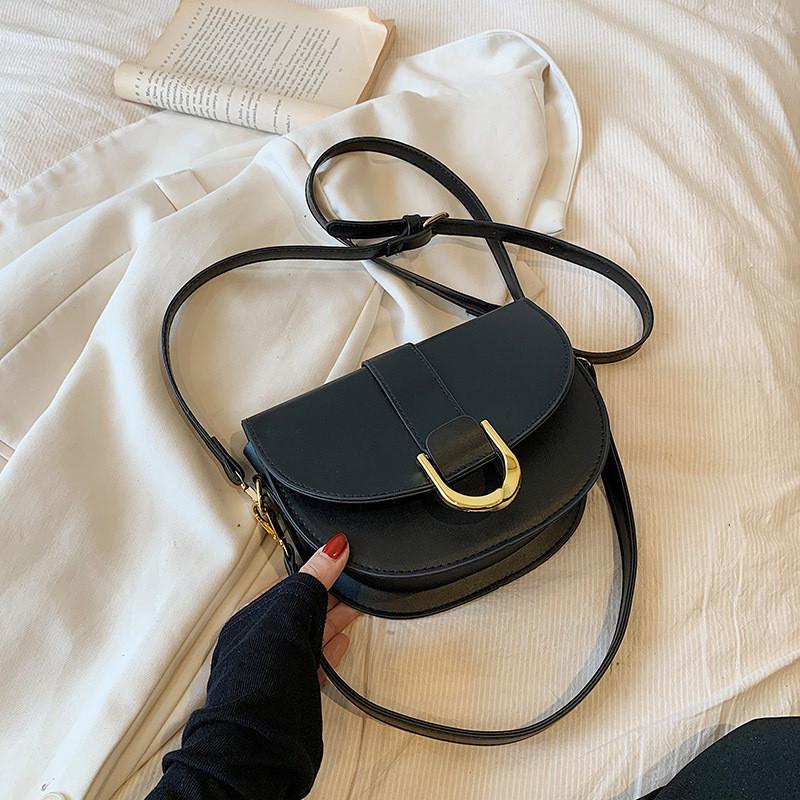 Trendy Vintage Saddle Bag For Women 2023 Fashionable Pu Shoulder Bag With Stitching