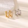 Luxury White Zircon Hoop Earrings For Women Men Gold Color Stainless Steel Earrings  Jewelry Wedding Birthday Gifts
