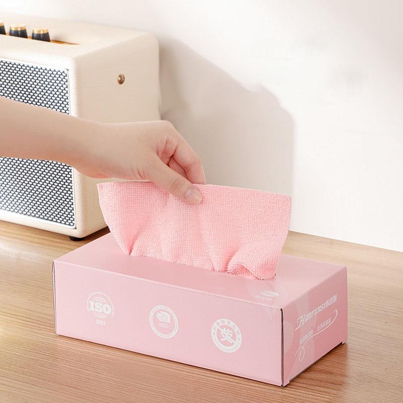 20pcs Scouring Pad Reusable Household Pump-type Lazy Absorbent Cloth Thickened Kitchen Dishwashing Cloth Microfiber