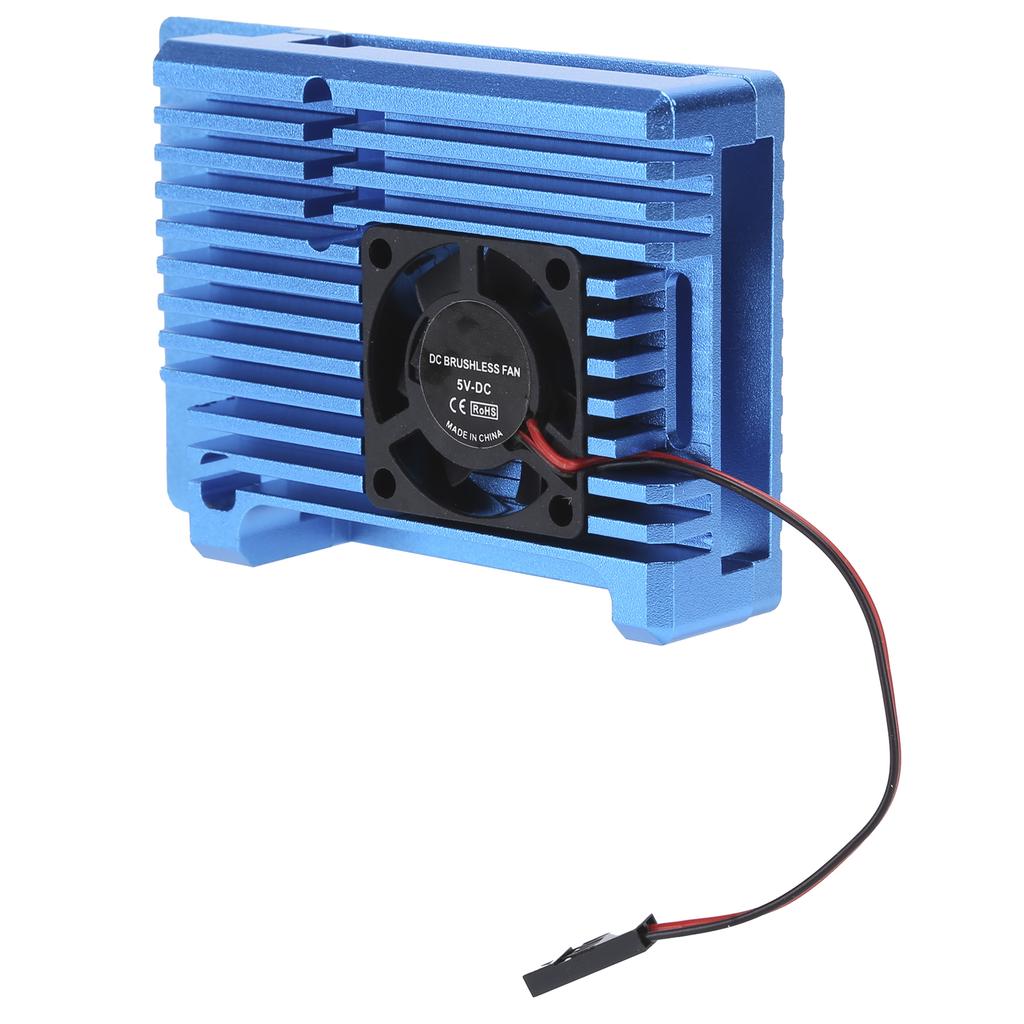 Single Fan Heat Sink CNC Protective Cover for Raspberry Pi 4 Aluminum Alloy Case RadiatorBlue