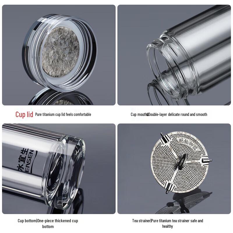 Shui Yisheng Business Double-Layer Titanium Glass Tea Cup