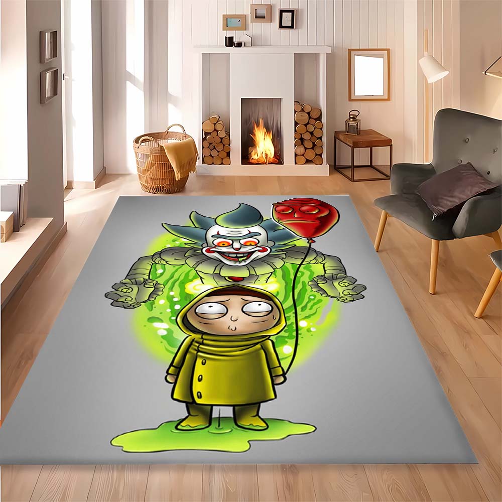 Rick and Morty pattern bedroom, living room, office decorative carpet, family bedroom headboard carpet, door mat, bathroom mat.